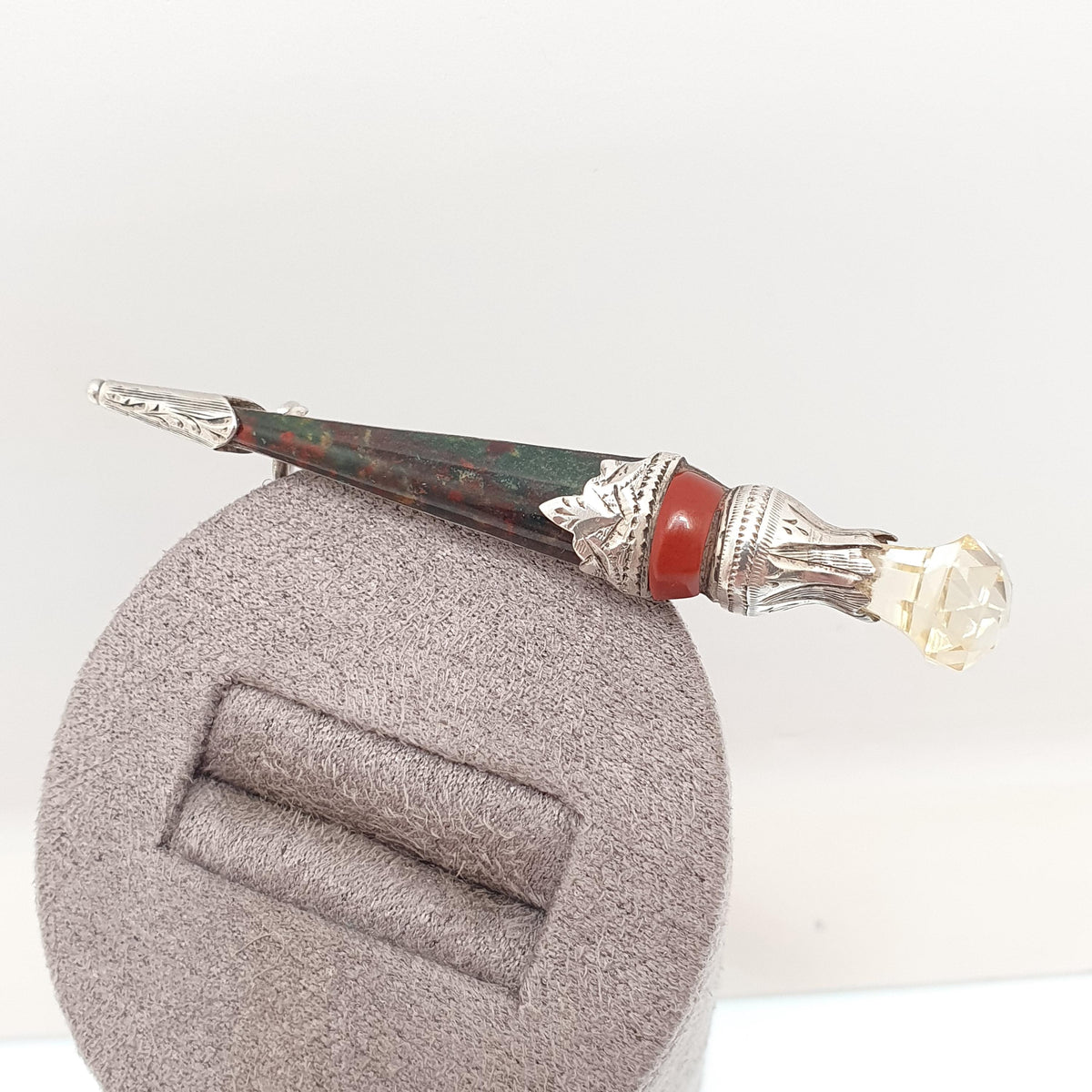 Antique Sterling Silver Dirk Brooch Genuine Citrine Pin Scottish Bloodstone Red Jasper Real Gemstones Vintage Jewelry Jewellery