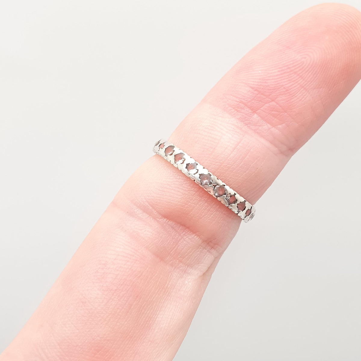 Antique Solid Silver Eternity Ring White Spinel Gemstone Art Deco 1920s Band Stacker Stacking Vintage Womens Jewelry Jewellery UK Q US 8.25