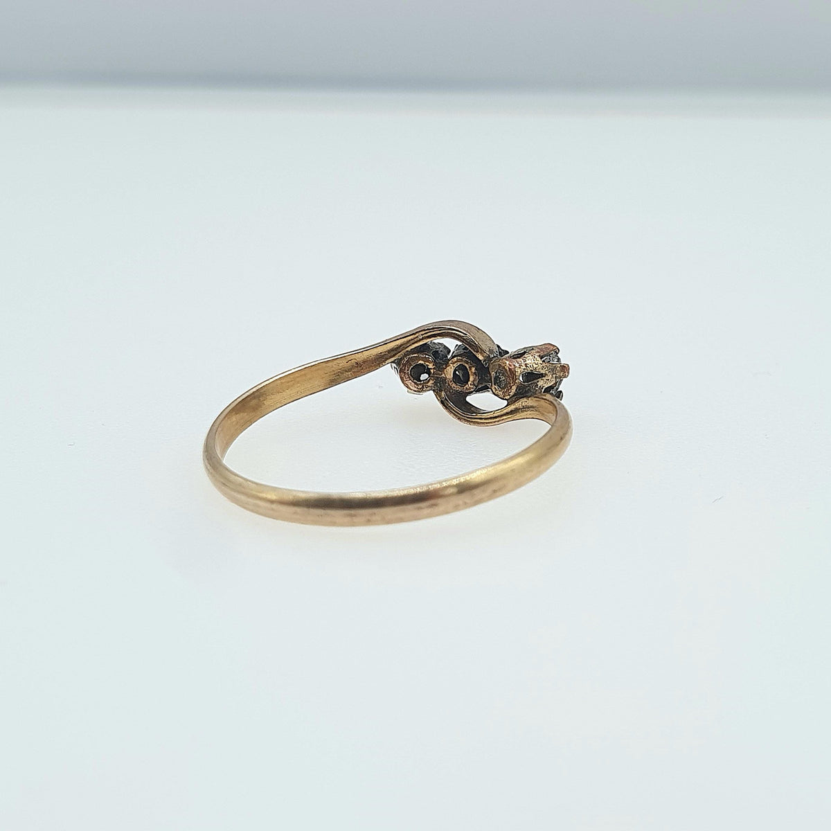 Antique Rolled Gold Diamond Paste Trilogy Ring Triple or Three Stone Victorian Gold Filled UK Q.5 US 8.5 Vintage Womens Jewelry Jewellery