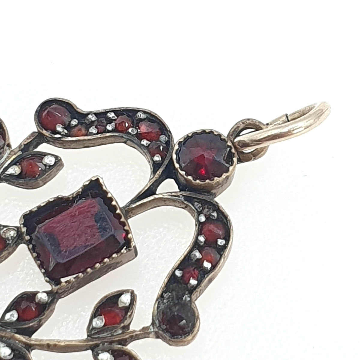 Antique Victorian Rolled Gold Bohemian Garnet Pendant Necklace Art Nouveau Gold Fillled Womens Jewelry Vintage Jewellery