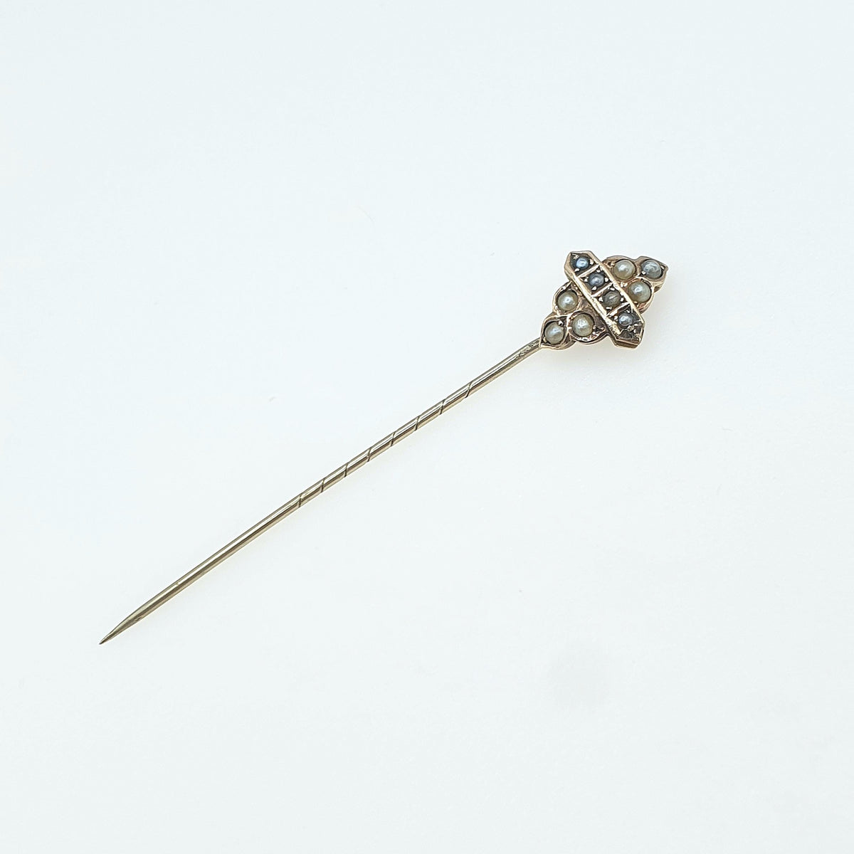 Antique Victorian Seed Pearl Stick Pin Gold Gilt Lapel Pin Base Metal Mens Gents Jewelry Jewellery 1800s Vintage