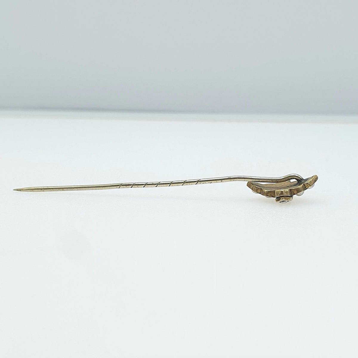 Antique Victorian Seed Pearl Stick Pin Gold Gilt Lapel Pin Base Metal Mens Gents Jewelry Jewellery 1800s Vintage