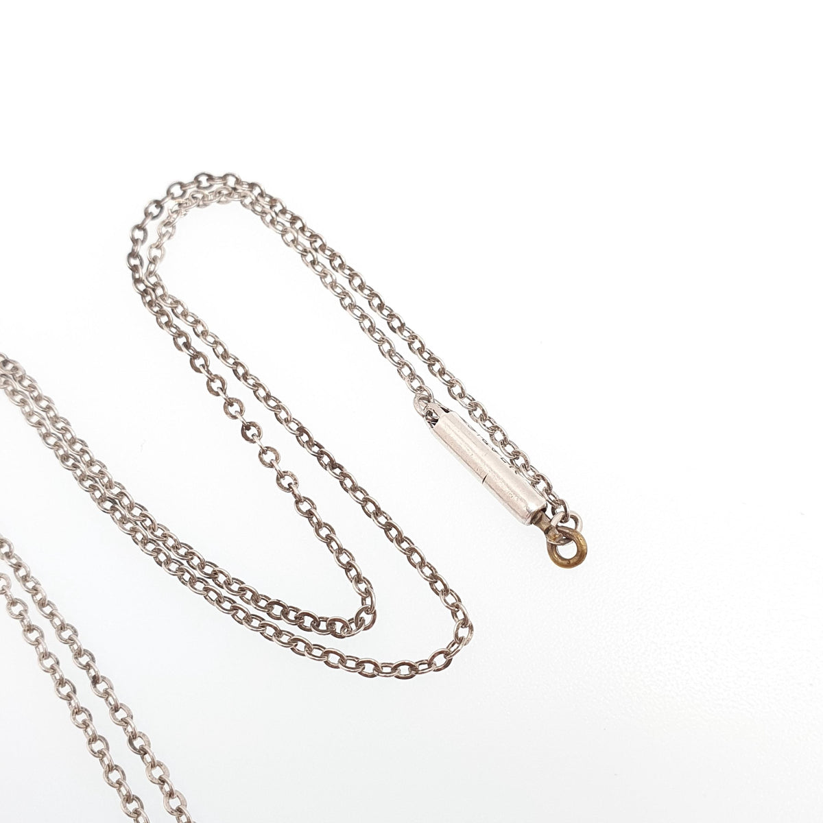 Antique Solid Silver Cable Link Chain Necklace Barrel Clasp Oval Trace Links Womens Vintage Retro Jewelry Jewellery Unisex 40cm 1.92g