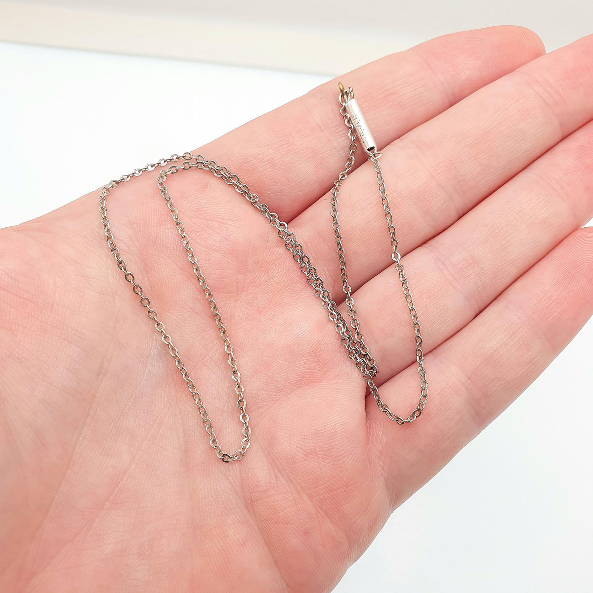 Antique Solid Silver Cable Link Chain Necklace Barrel Clasp Oval Trace Links Womens Vintage Retro Jewelry Jewellery Unisex 40cm 1.92g