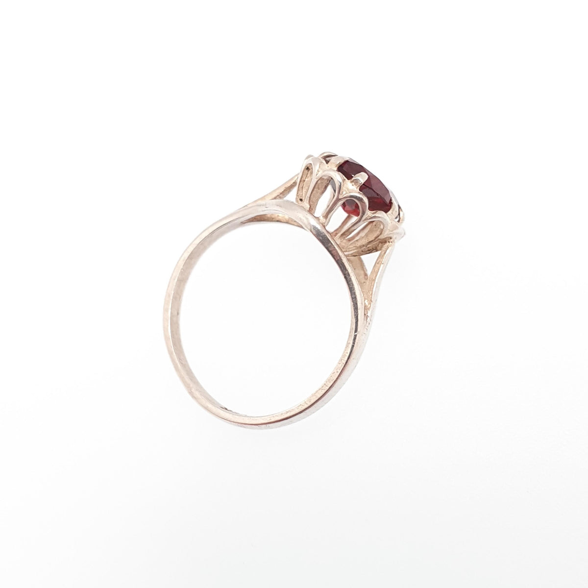 Vintage Solid Silver Garnet Ring Solitaire Large Oval Cut Pyrope Gemstone Retro Large Womens Jewellery Jewlery