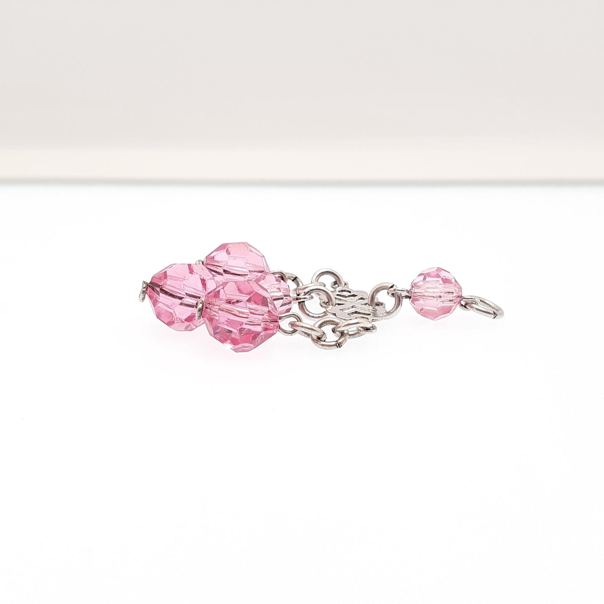 Antique Solid Silver Pink Paste Tassel Pendant Art Deco Faceted Crystal Bead Hanging Ball 1920s Flapper Womens Vintage Jewelry Jewellery