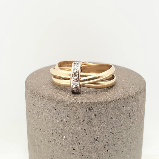 Vintage 18ct Gold Diamond Ring Russian Wedding Style Solid 750 18k 18kt Natural Diamonds Yellow Engagement Womens Jewelry Jewellery