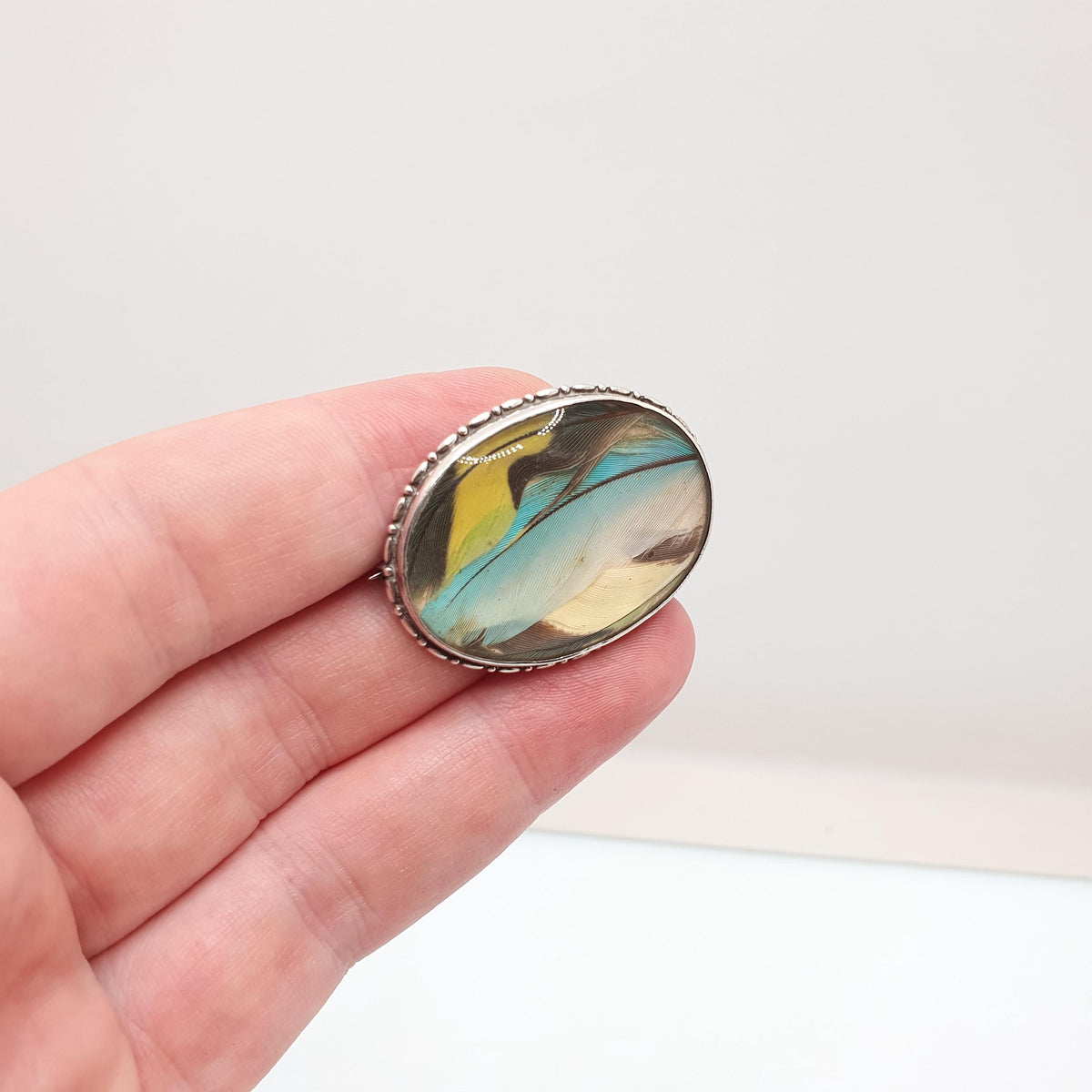 Antique Charles Horner Sterling Silver Feather Brooch 1924 Hallmark Genuine Bird Feathers CH Vintage Jewellery Jewelry