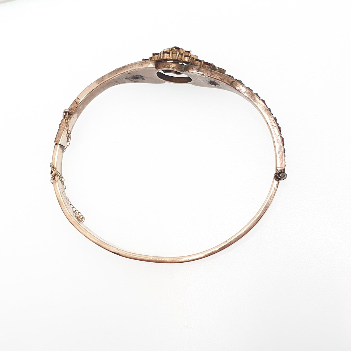 Antique Bohemian Garnet Snap Bangle Rolled Gold Filled Snap Bracelet Victorian Unique Fine Estate Womens Vintage Jewelry Jewellery