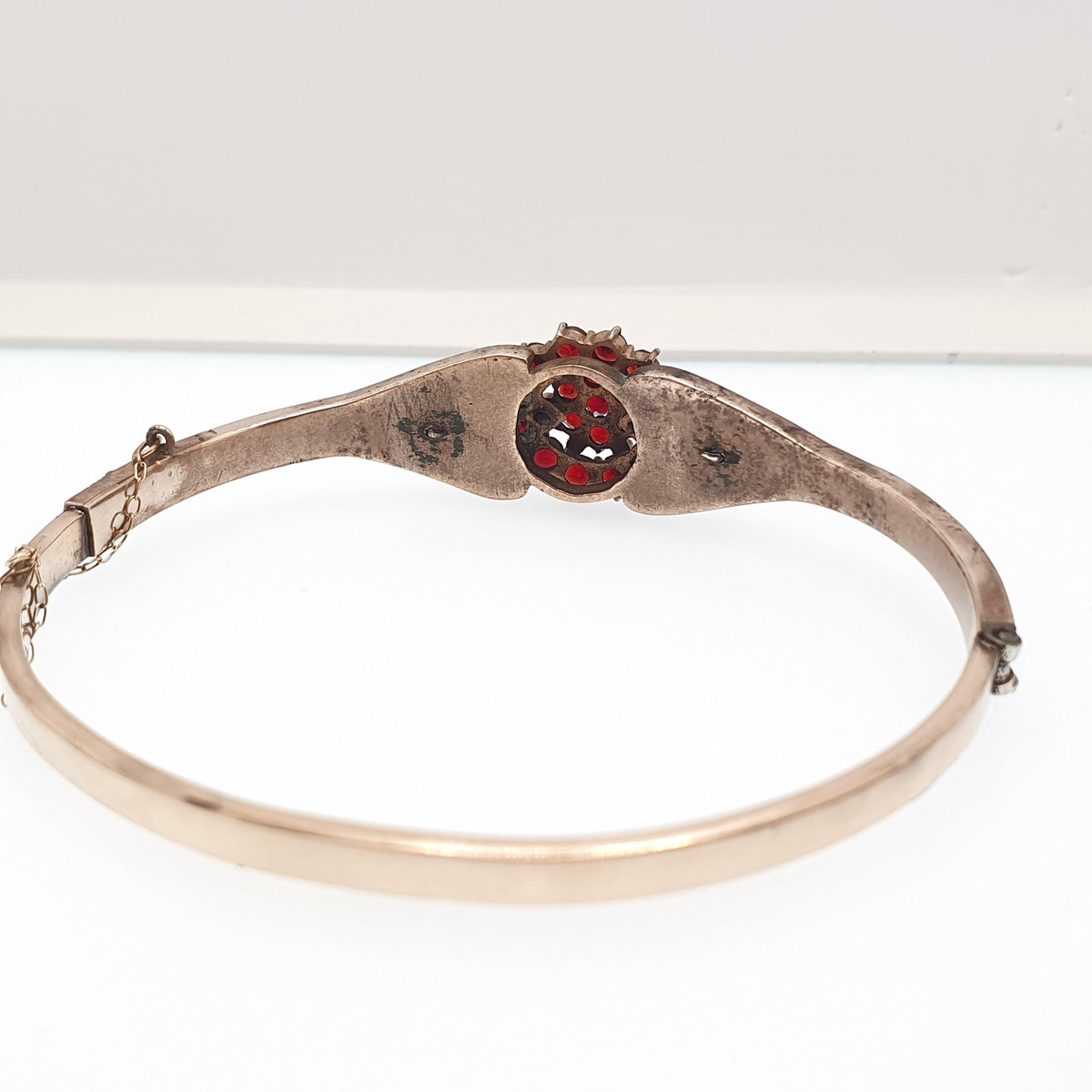 Antique Bohemian Garnet Snap Bangle Rolled Gold Filled Snap Bracelet Victorian Unique Fine Estate Womens Vintage Jewelry Jewellery