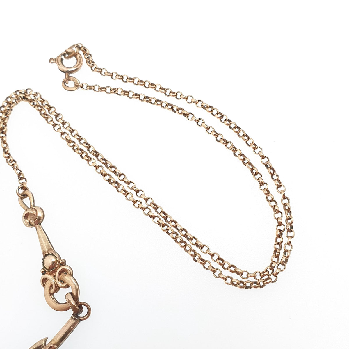Antique Rolled Gold Art Nouveau Necklace Butterscotch Bead Leaf and Berry Chain Gold Filled Vintage Jewellery Jewelry 45cm 6.87g