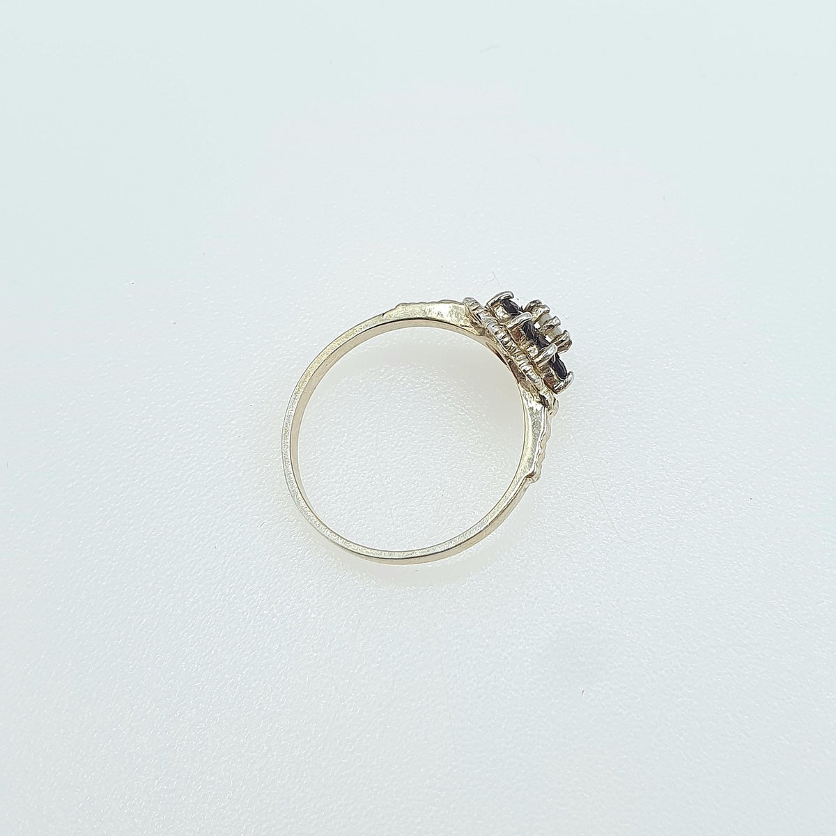 Vintage Gold on Sterling Silver Opal & Garnet Halo Ring Cluster Genuine Gemstone UK P US 7.5 Womens Girls Jewelry Jewellery