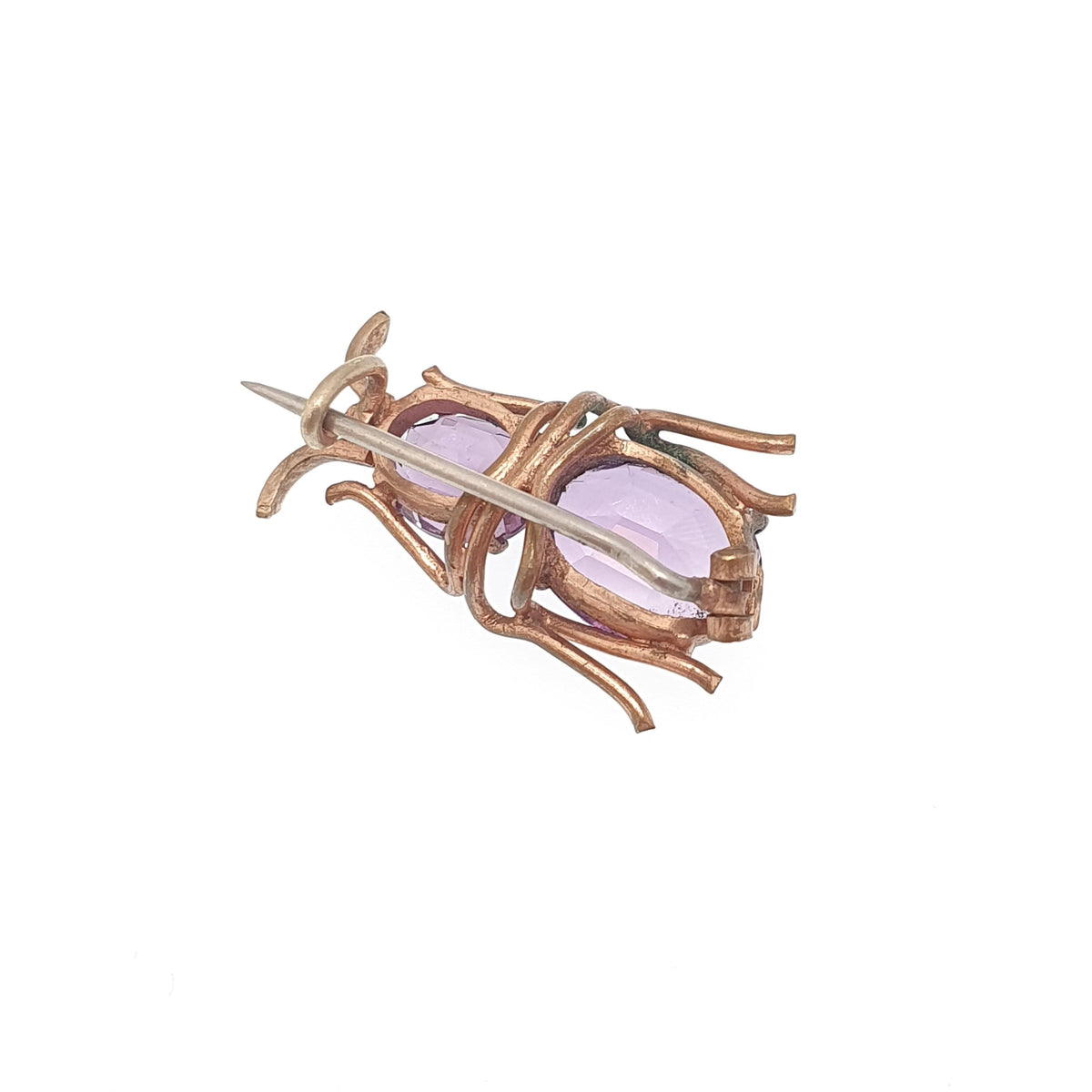 Antique Amethyst Bug Brooch Natural Gemstone Gold Gilt Victorian Insect Oval Cut Quartz Pin Vintage 1800s Jewelry Jewellery