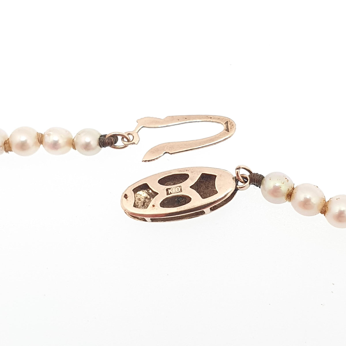 Vintage 10k Gold Cultured Pearl Necklace Solid 10kt Clasp 42cm 16.5" 15.27g Genuine Real Pearls Ladies Womens Jewelry Jewellery