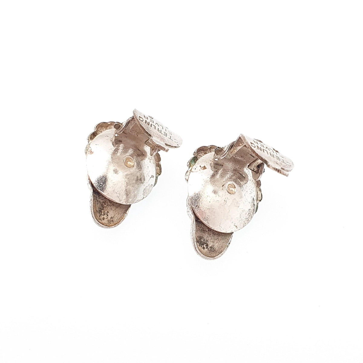 Antique Sterling Silver Acorn Earrings Diamond Paste Clip On Oak Tree Leaf Art Deco 1920s Solid 925 Naturalistic Womens Jewelry Jewellery