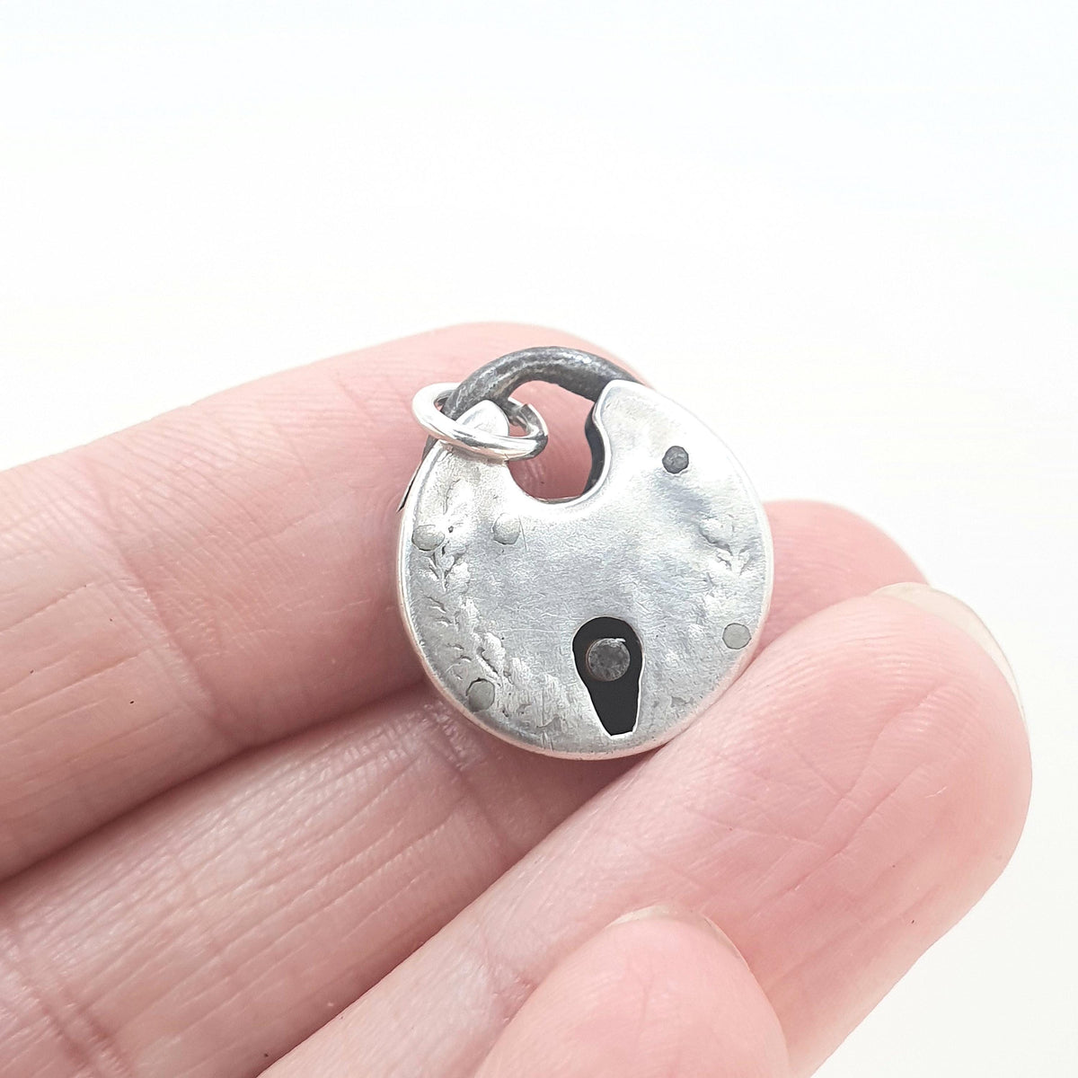 Antique Victorian Sterling Silver Threepence Coin Padlock Charm Pendant Necklace Womens Mens Jewellery Jewelry