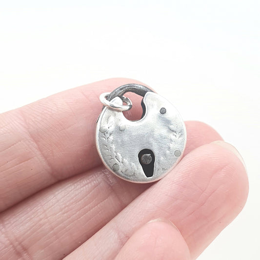 Antique Victorian Sterling Silver Threepence Coin Padlock Charm Pendant Necklace Womens Mens Jewellery Jewelry