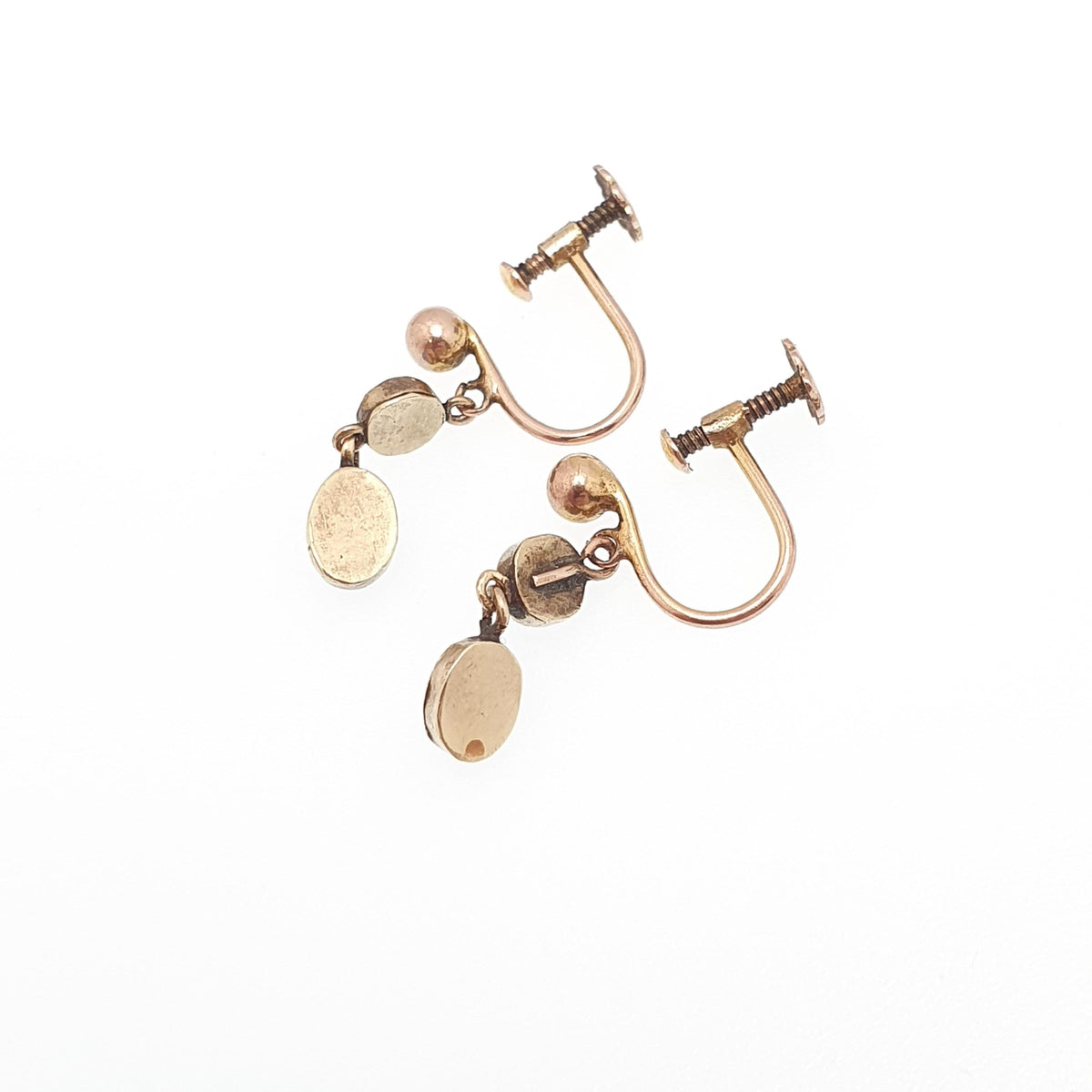 Antique 14k 14kt Gold Opal Earrings Dangle Drop Solid 9ct 9k 9kt Gold Screw Backs Double Gemstone  Vintage Jewelry Jewellery