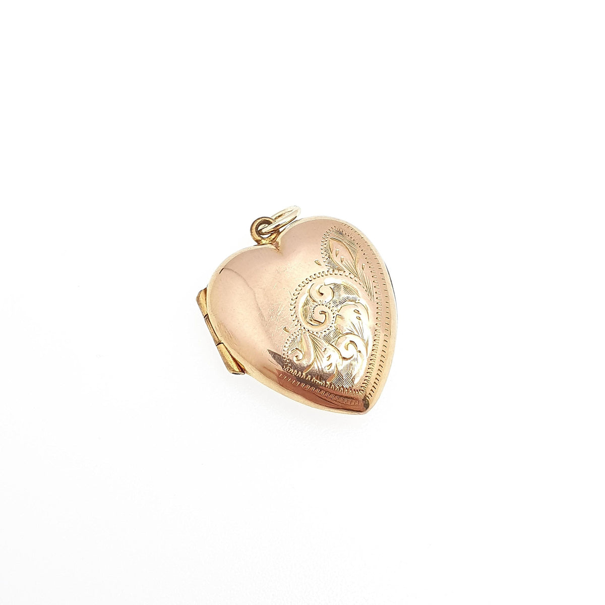 Antique 9ct Gold Heart Locket 9k Back & Front Cute Engraved Solid 9kt 375 Pendant Love Gift Necklace Jewelry Womens Jewellery