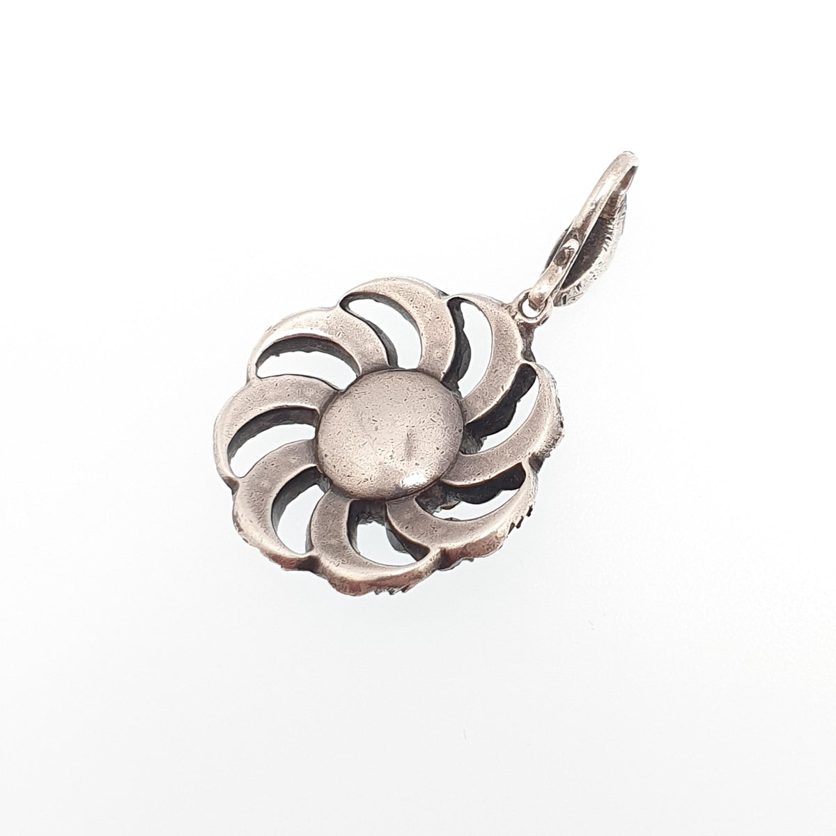 Antique Victorian Solid Silver Diamond Paste Pendant Art Nouveau Necklace Spiral Swirl Foiled Glass Vintage Womens Jewellery Jewelry