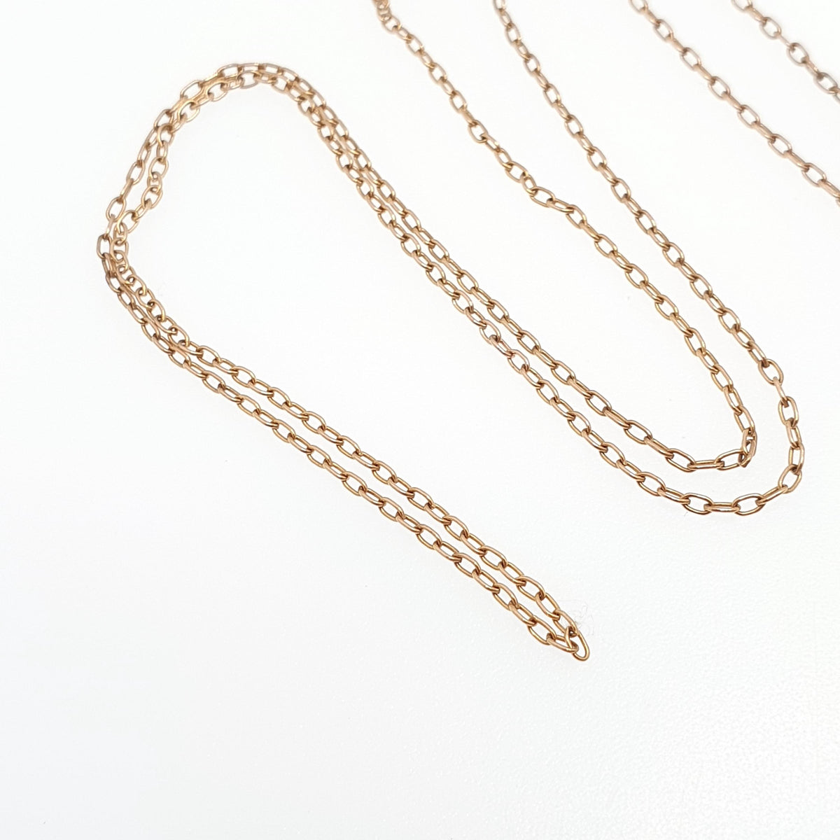 Antique 9ct 9k Gold Chain Necklace Victorian Cable Link Solid 9kt 51cm 20" 1.90g Trace Yellow Genuine Vintage Womens Jewelry