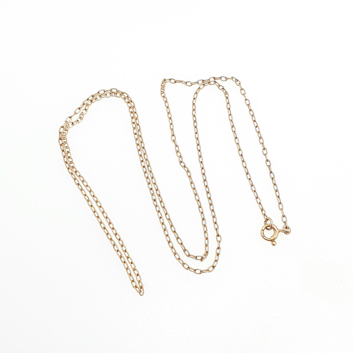 Antique 9ct 9k Gold Chain Necklace Victorian Cable Link Solid 9kt 51cm 20" 1.90g Trace Yellow Genuine Vintage Womens Jewelry