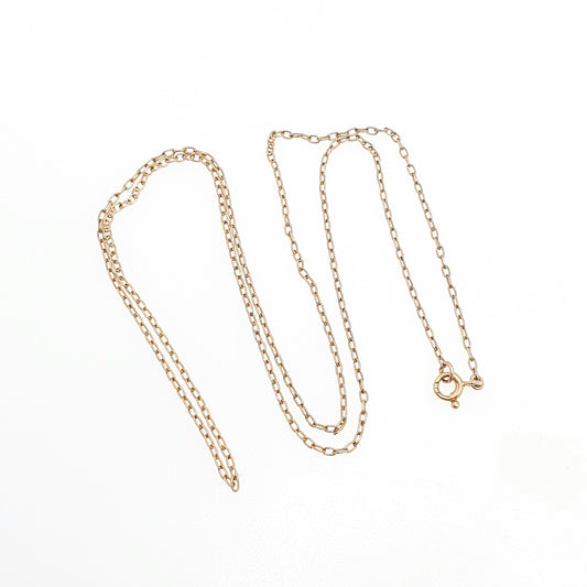Antique 9ct 9k Gold Chain Necklace Victorian Cable Link Solid 9kt 51cm 20" 1.90g Trace Yellow Genuine Vintage Womens Jewelry