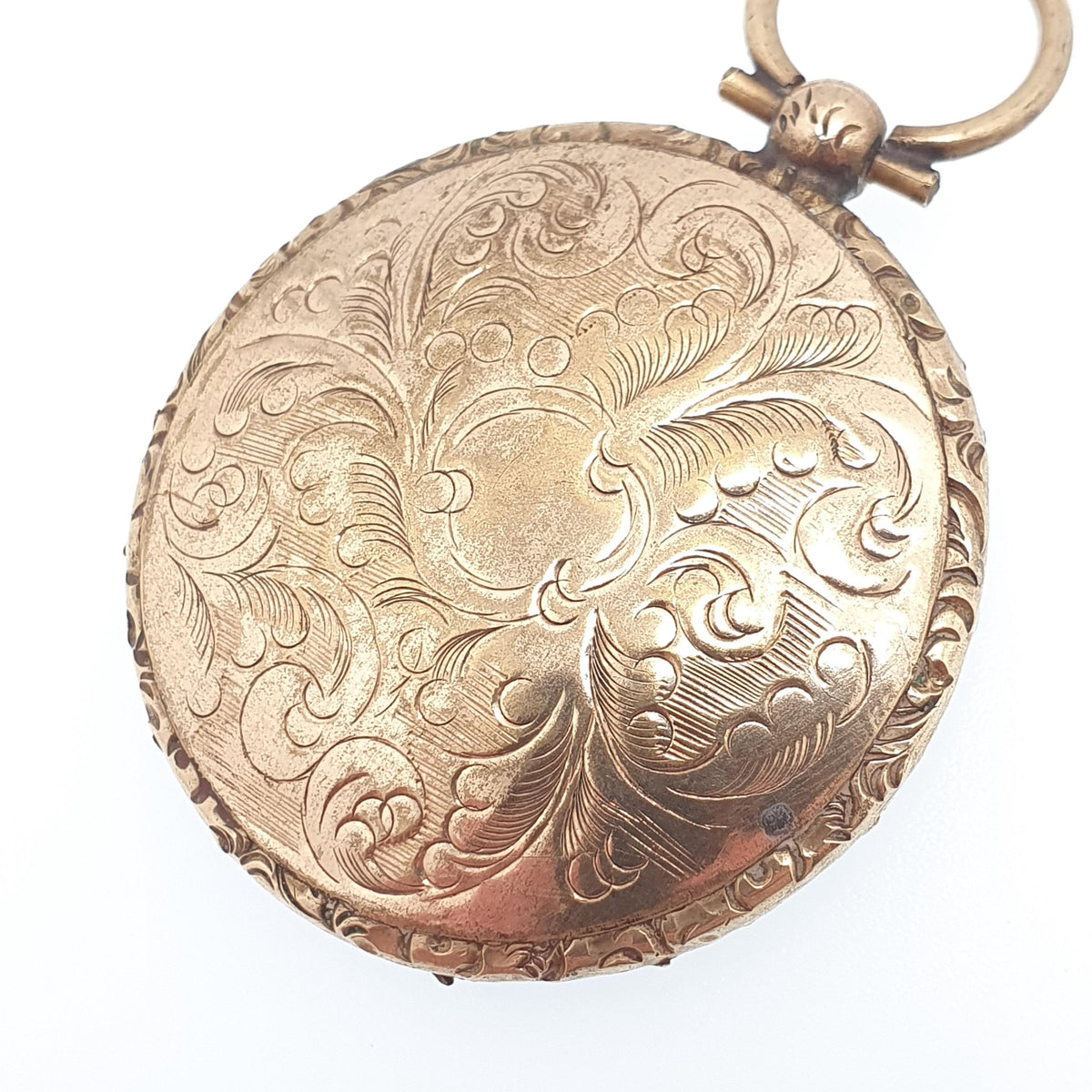 Antique Victorian Locket Pendant Necklace Chased Border Rolled Gold Filled Pocket Watch Large Big Vintage Womens Jewelry Jewellery