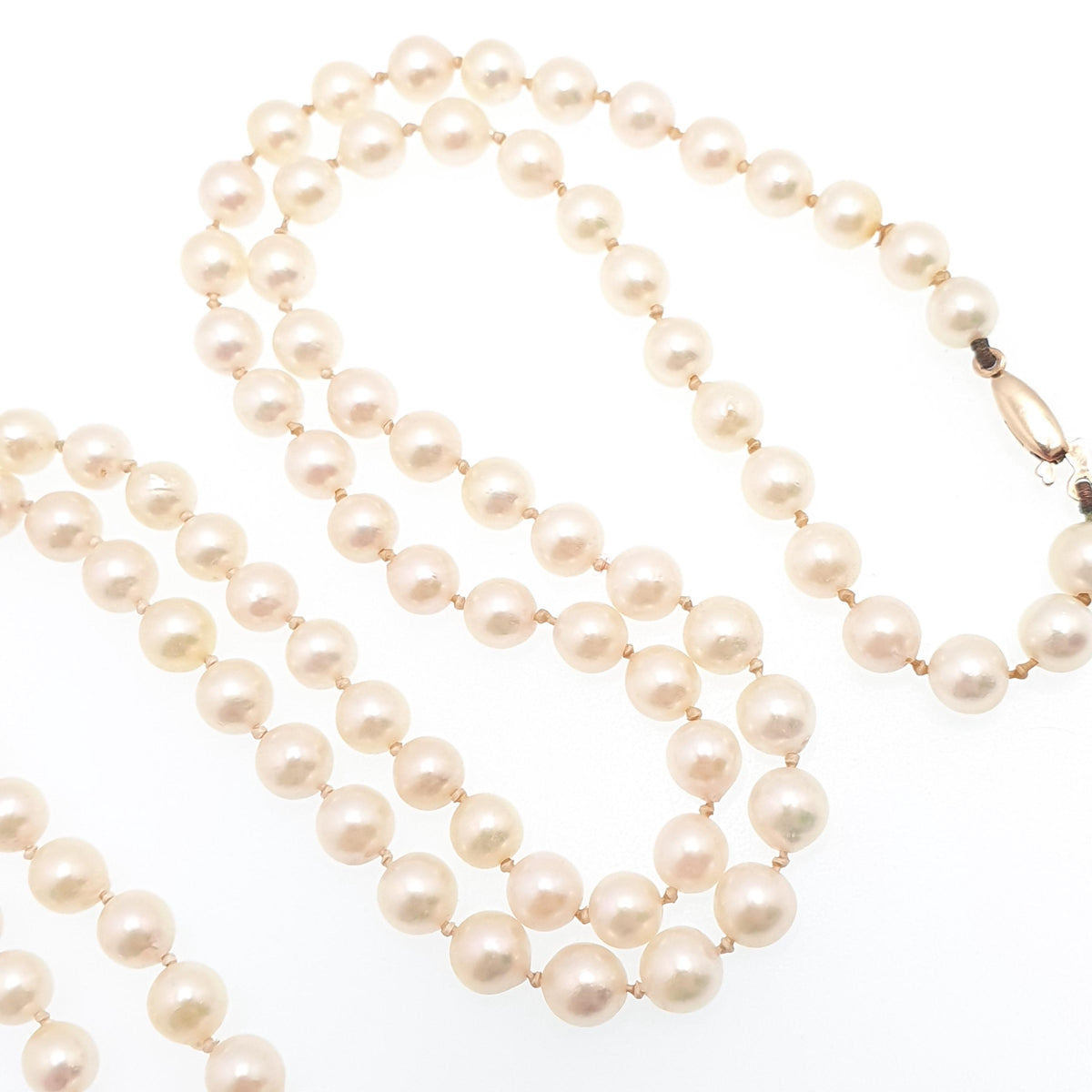 Antique Art Deco 9ct 9k Cultured Pearl Necklace Very Long 68cm 26" 26.04g Opera Solid 9kt Vintage Genuine Real Pearls Jewelry Jewellery