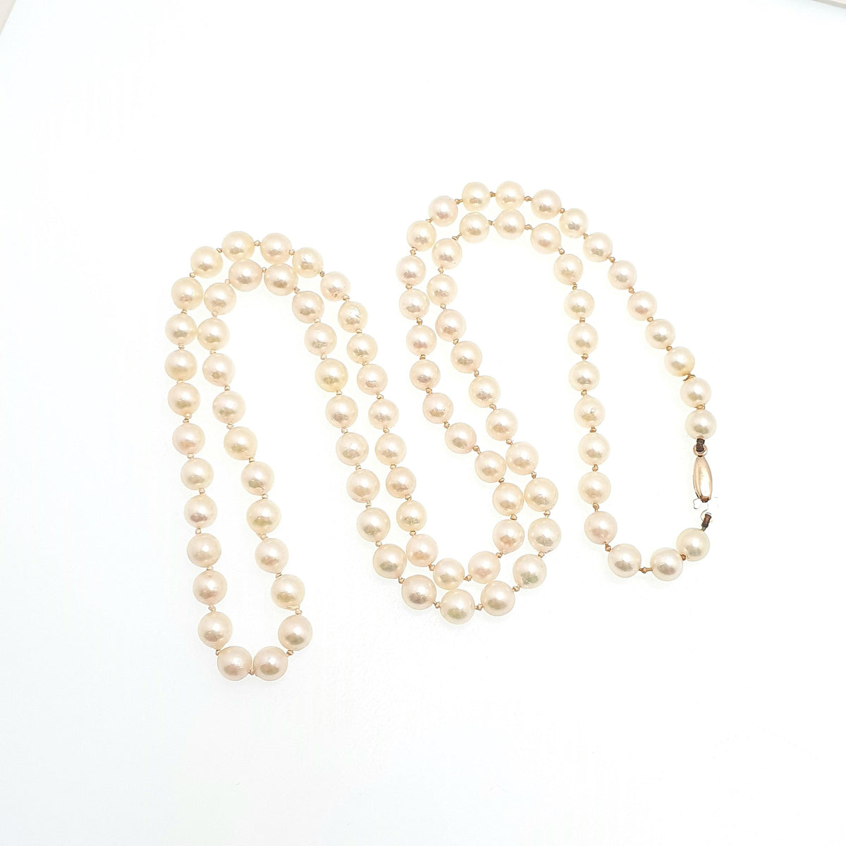 Antique Art Deco 9ct 9k Cultured Pearl Necklace Very Long 68cm 26" 26.04g Opera Solid 9kt Vintage Genuine Real Pearls Jewelry Jewellery