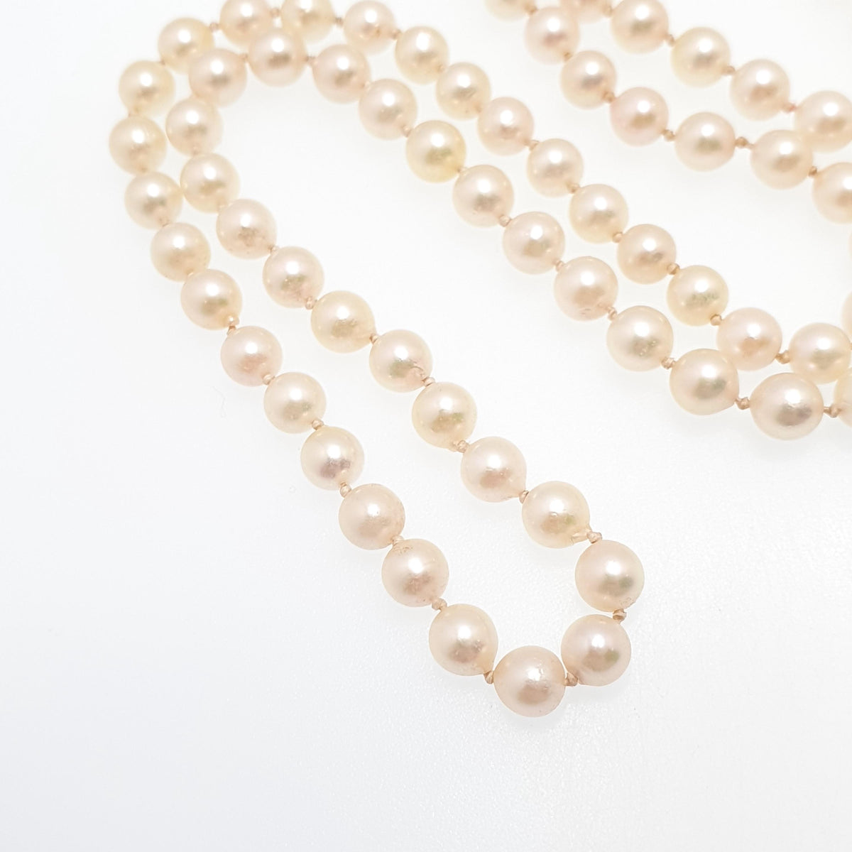 Antique Art Deco 9ct 9k Cultured Pearl Necklace Very Long 68cm 26" 26.04g Opera Solid 9kt Vintage Genuine Real Pearls Jewelry Jewellery