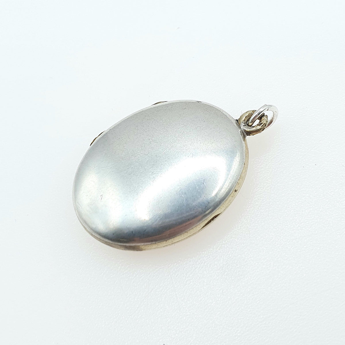 Antique Victorian Solid Silver Back and Front Locket Oval Diagonal Engraving Picture Photo Vintage Womens Jewelry Jewellery