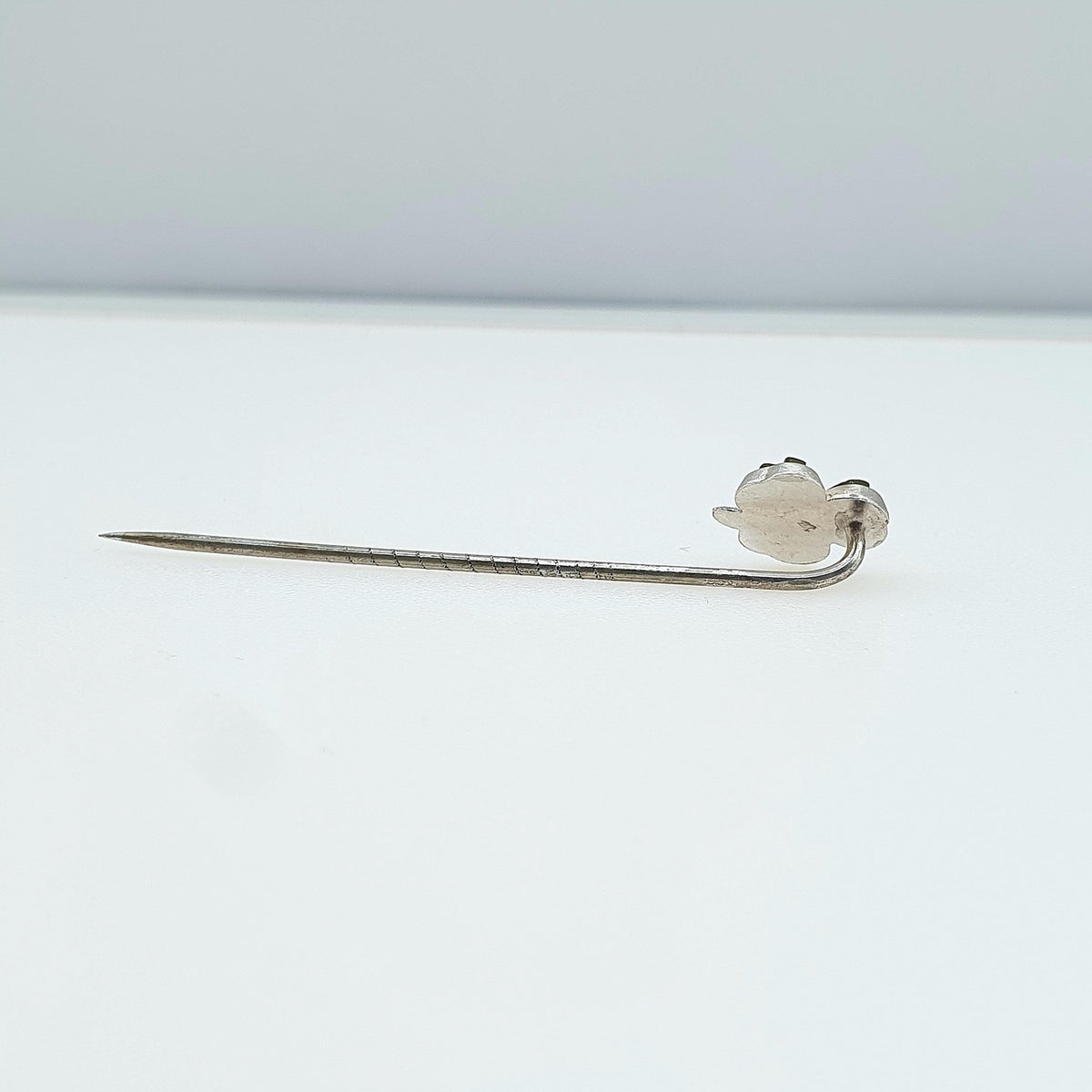 Antique Victorian Solid Silver Head Connemara Marble Clover Stick Pin Lucky Good Luck Base Metal Pin Vintage Jewellery Jewelry