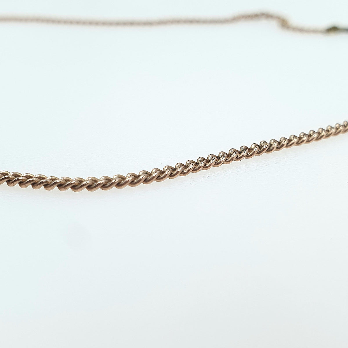 Antique Rose Rolled Gold Curb Link Chain Necklace Gold Filled Barrel Clasp 47cm 18.5" 4.30g Vintage Mens Womens Jewelry Jewellery