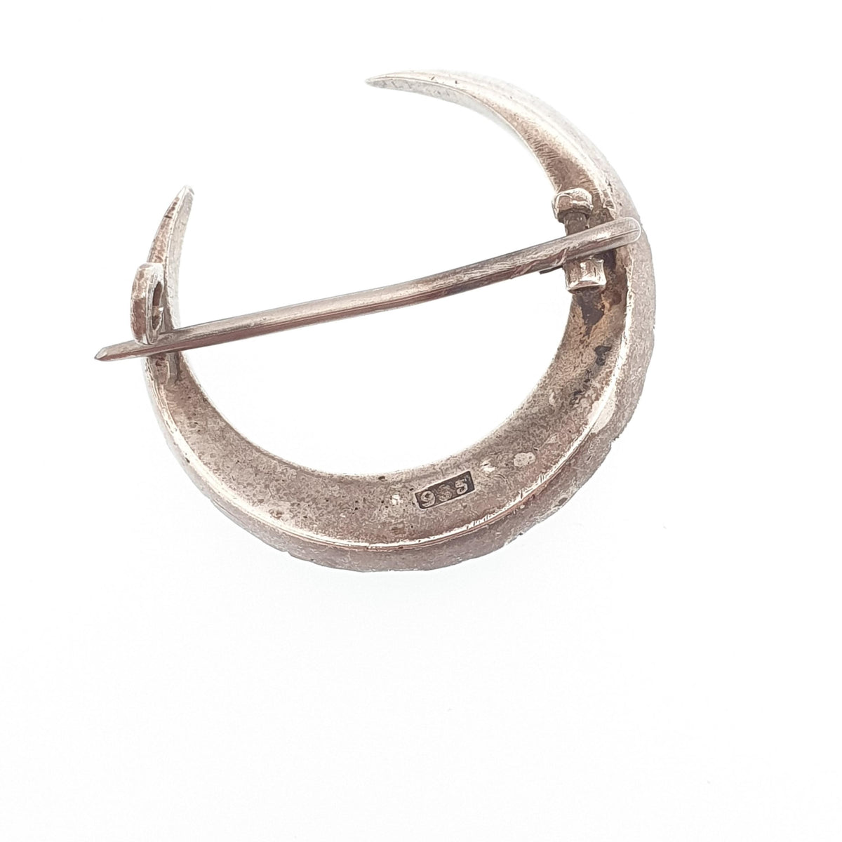 Antique Victorian Solid Silver Crescent Moon Diamond Paste Brooch Celestial Night Sky Womens Jewelry Jewellery Unisex Mens