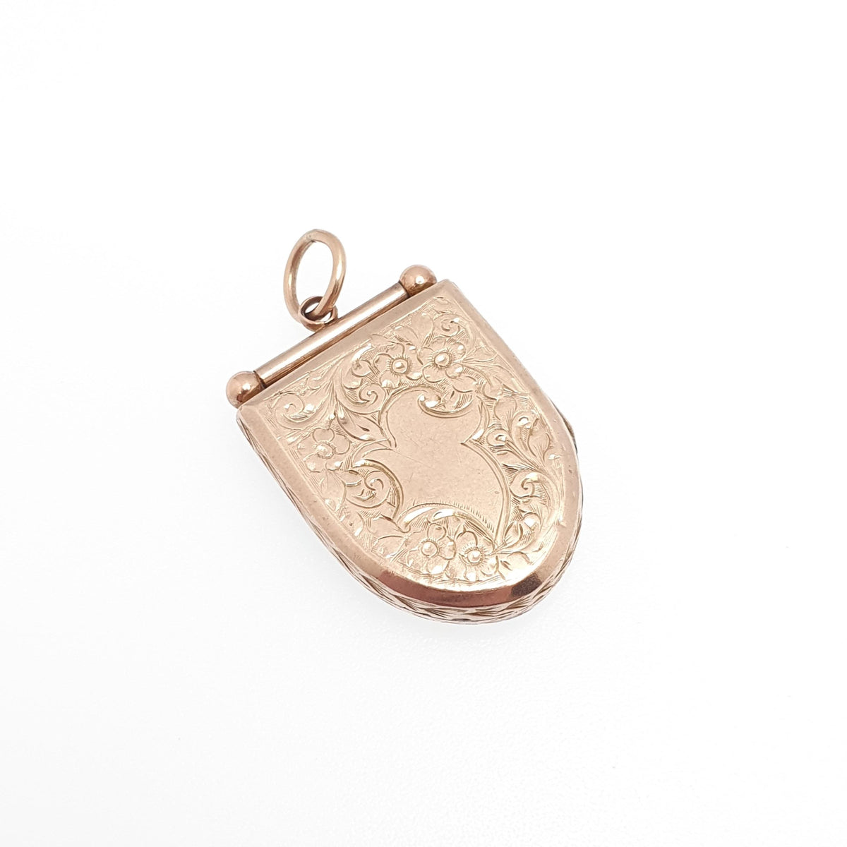 Antique Victorian 9ct Gold Shield Locket 9kt 9k Back and Front Pendant Large Big Hand Engraved Picture Photo Vintage Jewellery Jewelry