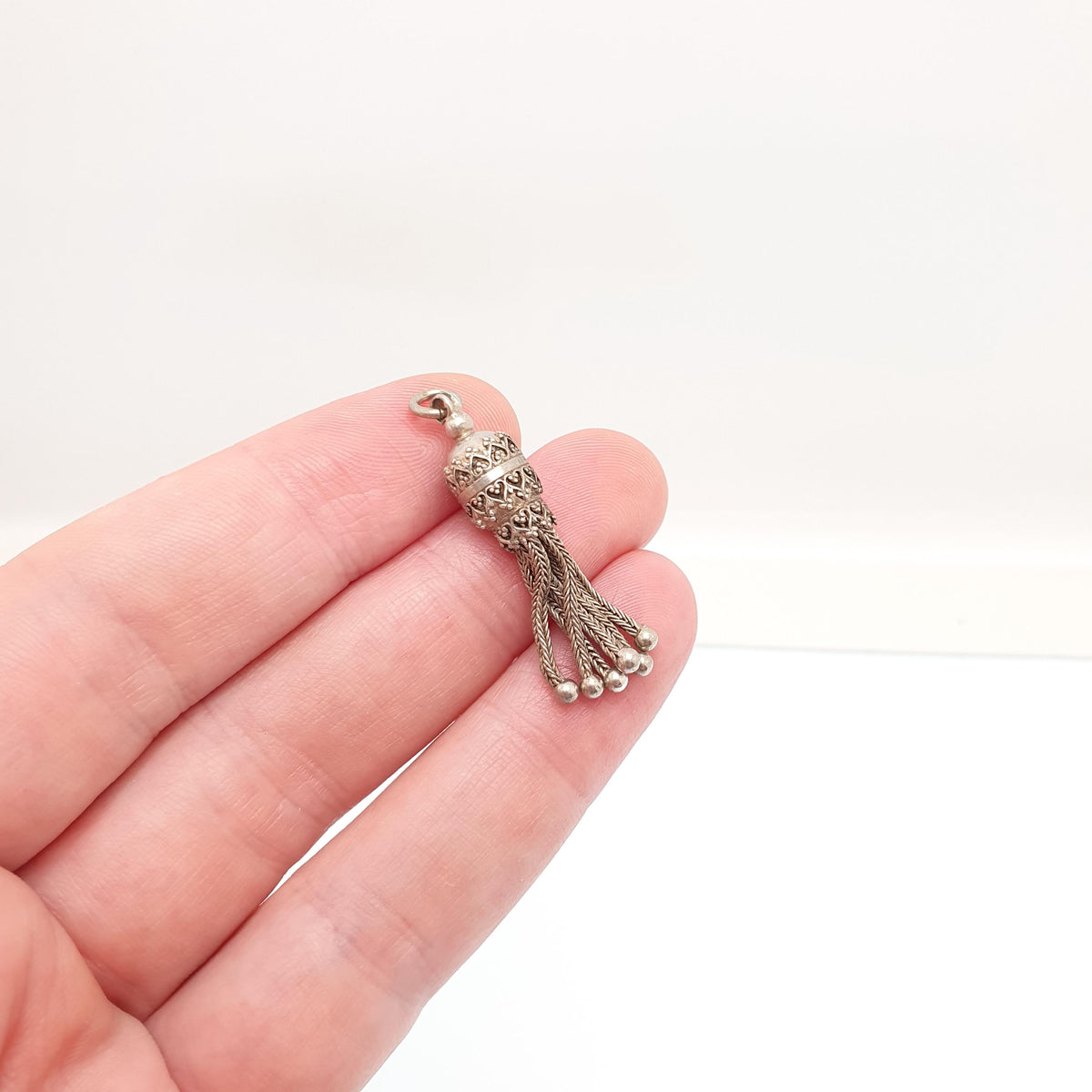 Antique Victorian Solid Silver Tassel Fob Pendant Albertina Charm Foxtail Necklace Mens Womens Jewellery Jewelry