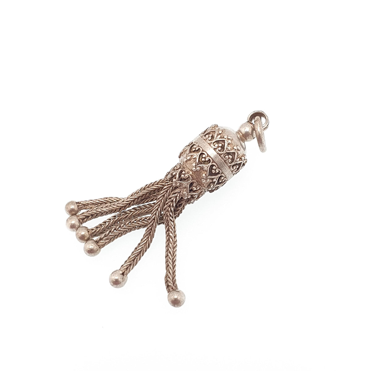 Antique Victorian Solid Silver Tassel Fob Pendant Albertina Charm Foxtail Necklace Mens Womens Jewellery Jewelry