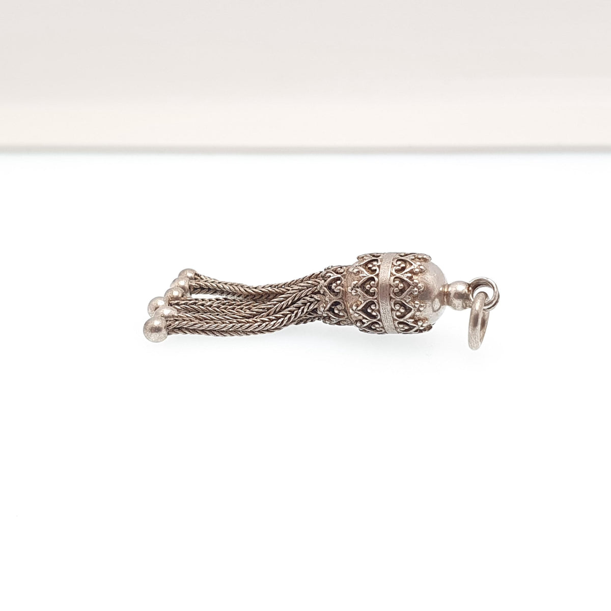 Antique Victorian Solid Silver Tassel Fob Pendant Albertina Charm Foxtail Necklace Mens Womens Jewellery Jewelry