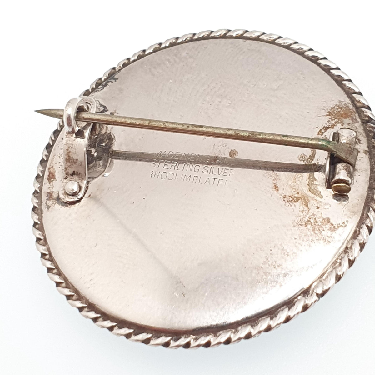 Antique Sterling Silver The Red Boy Brooch After Sir Thomas Lawrence Mott TLM Art Deco Painting Painted Vintage Womens Jewelry Jewellery