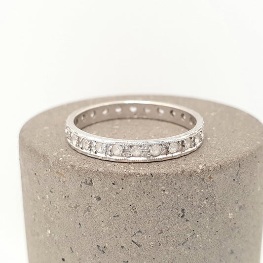 Antique 9ct 9k White Gold Eternity Ring White Spinel Art Deco 1920s Full Band Gemstone Solid 375 9kt Vintage Womens Jewelry Jewellery