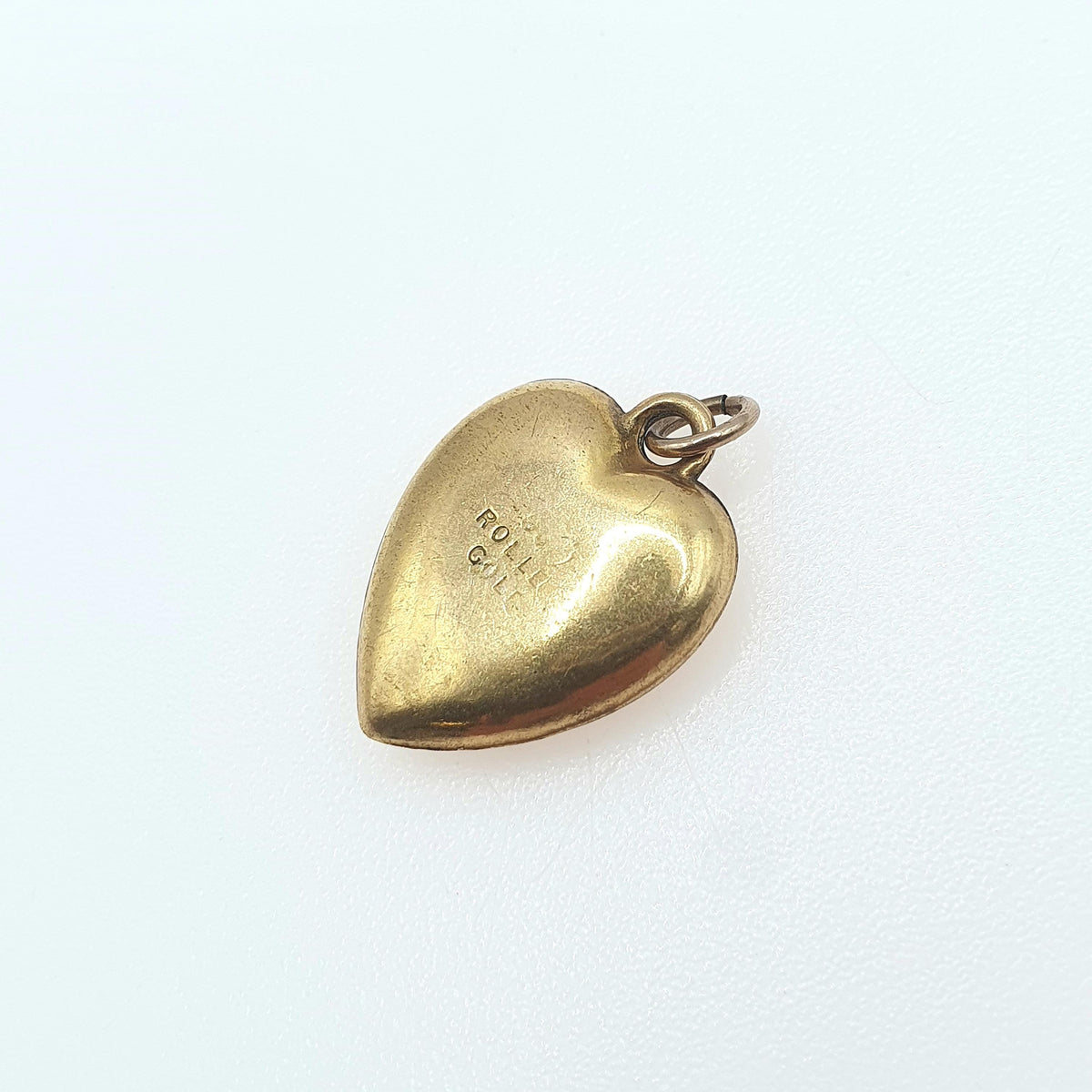 Antique Rolled Gold Bird Engraved Heart Pendant Charm Necklace Victorian Gold Filled Womens Jewelry Vintage Jewellery