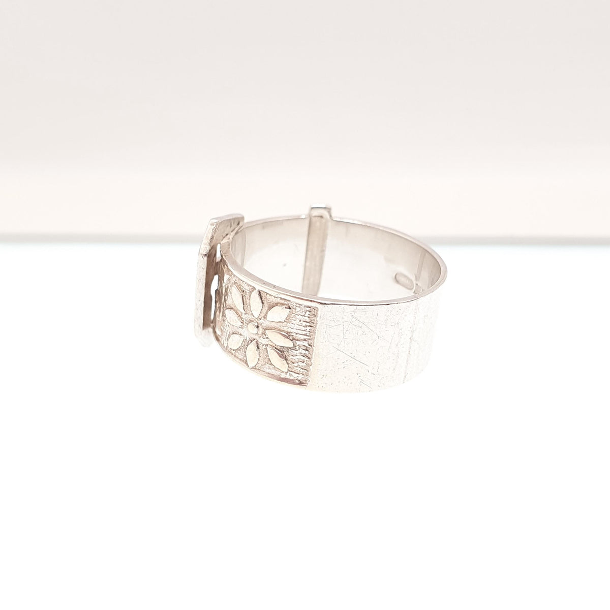 Vintage Sterling Silver Belt Buckle Thick Band Ring Chunky 1974 Solid 925 Victorian Revival Big Unisex Womens Mens Jewelry Jewellery