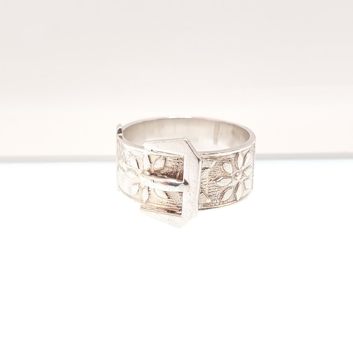 Vintage Sterling Silver Belt Buckle Thick Band Ring Chunky 1974 Solid 925 Victorian Revival Big Unisex Womens Mens Jewelry Jewellery