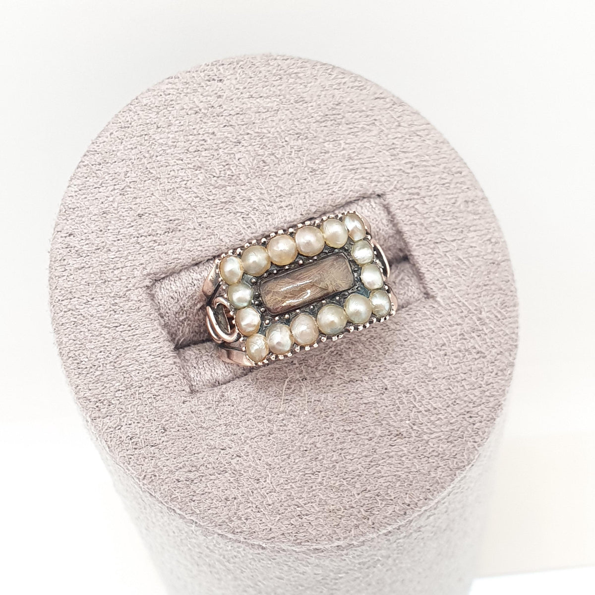 Antique Georgian 9ct Gold Mourning Ring Seed Pearl Glass Locket Solid Rose 9k 9kt Vintage Victorian Womens Jewelry Jewellery