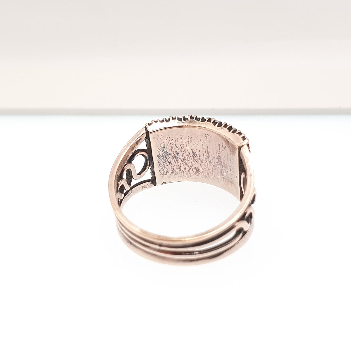 Antique Georgian 9ct Gold Mourning Ring Seed Pearl Glass Locket Solid Rose 9k 9kt Vintage Victorian Womens Jewelry Jewellery