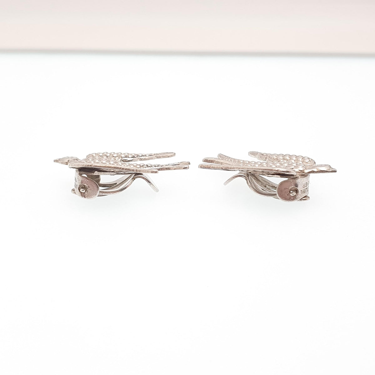 Antique Sterling Silver Swallow Bird Earrings Swift Clip On Pair of Birds Charles Horner Style Pastry Cutter Vintage Jewelry Jewellery