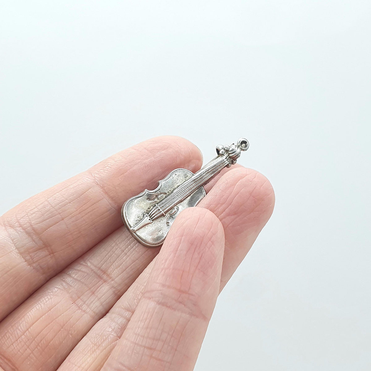 Antique Victorian Sterling Silver Violin Brooch Musical Instrument Pin 1890 Hallmark Music Vintage 925 Womens Jewelry Jewellery