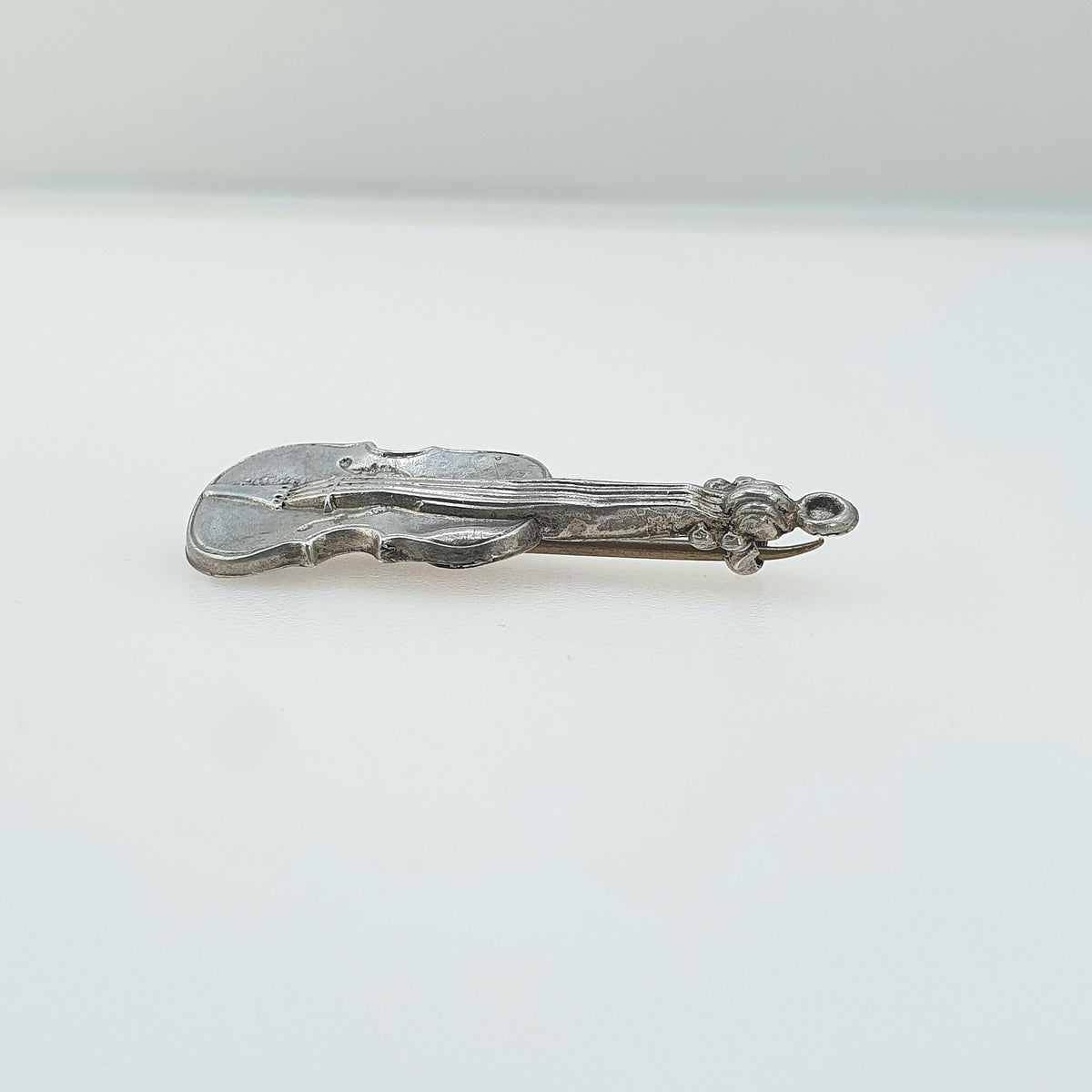 Antique Victorian Sterling Silver Violin Brooch Musical Instrument Pin 1890 Hallmark Music Vintage 925 Womens Jewelry Jewellery