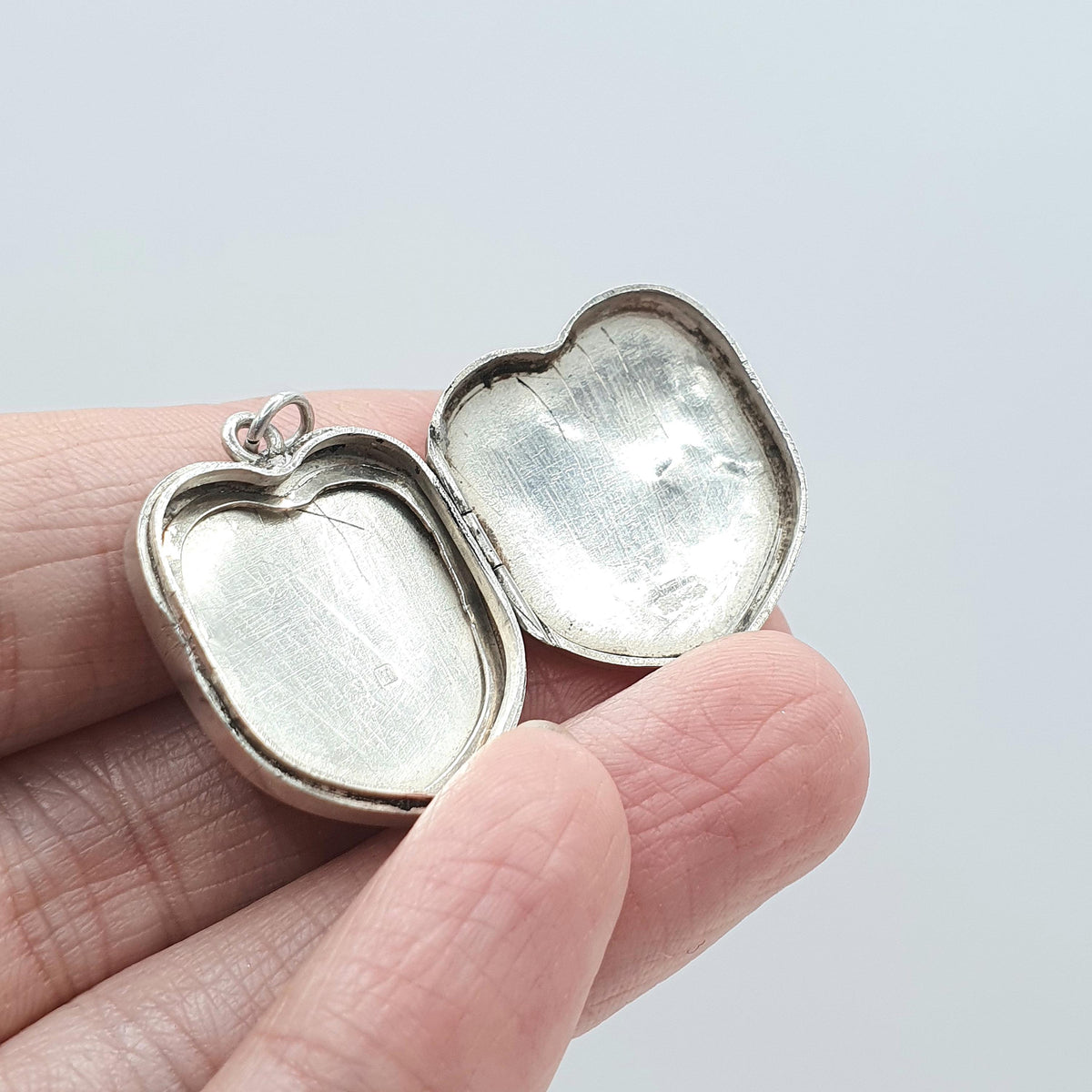 Antique Sterling Silver Locket Rose Gold Flower Centre 1911 Hallmark Shield Shape Pendant Necklace Photo Vintage Womens Jewelry 925